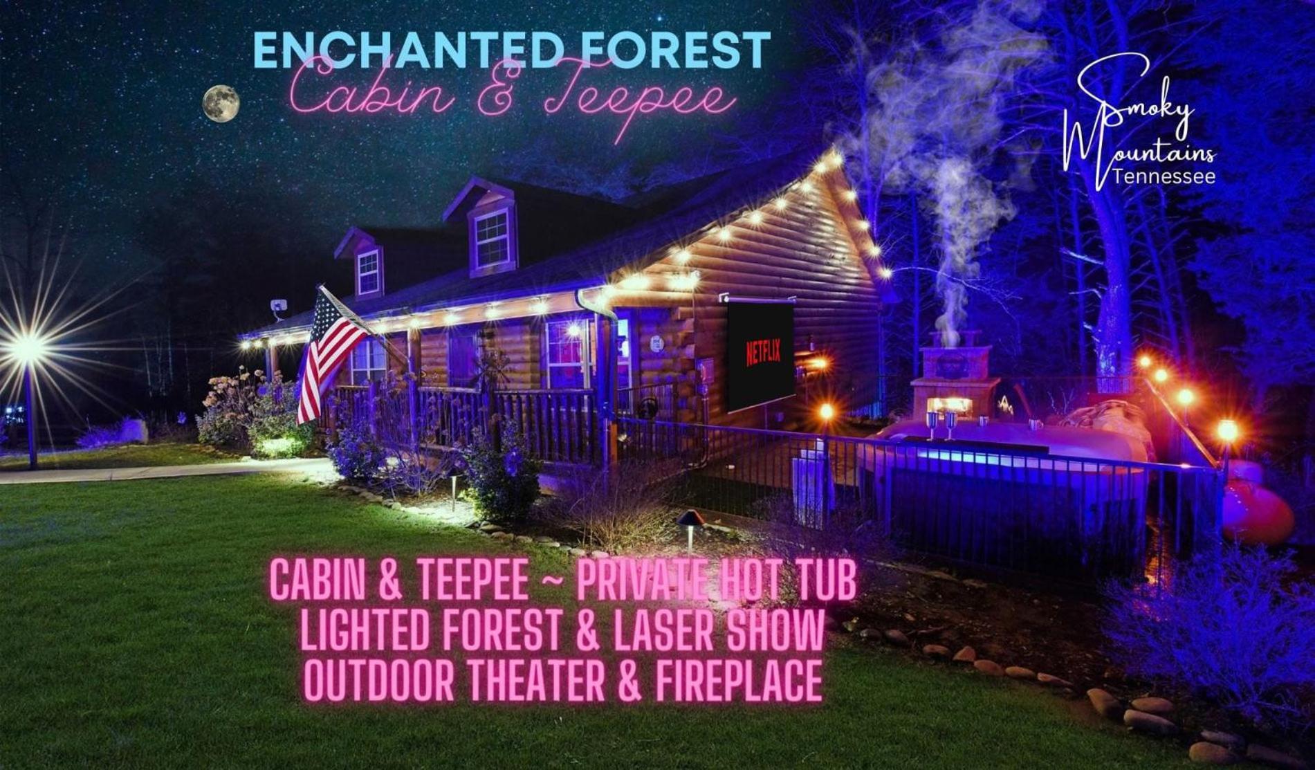 Enchanted Forest Cabin And Teepee! Lights & Laser Show! Private Hot Tub! Unique Stay! Sevierville Exteriér fotografie